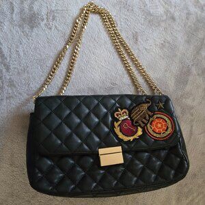 Zara quilted patched shoulder bag color black